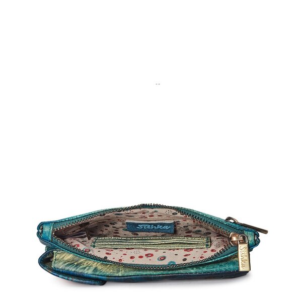 Women’s Leather Crossbody Cell Phone Wallet with Handpainted Floral Artwork - Picture 5 of 6